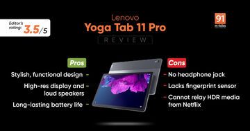 Lenovo Yoga Tab 11 test par 91mobiles.com