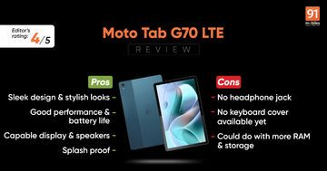 Motorola Moto Tab G70 test par 91mobiles.com