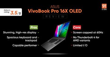 Asus VivoBook Pro 16X test par 91mobiles.com