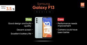 Samsung Galaxy F13 test par 91mobiles.com