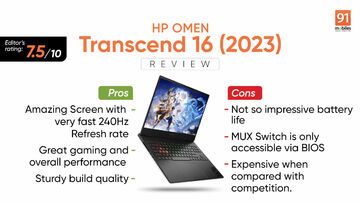 HP OMEN Transcend 16 reviewed by 91mobiles.com