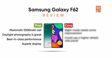 Samsung Galaxy F62 test par 91mobiles.com