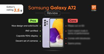 Samsung Galaxy A72 test par 91mobiles.com