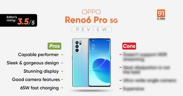 Oppo Reno 6 Pro test par 91mobiles.com