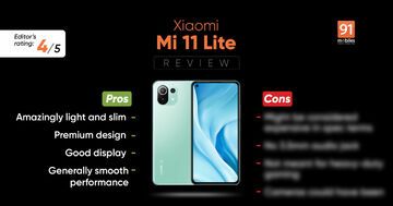 Xiaomi Mi 11 Lite test par 91mobiles.com