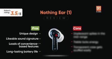 Nothing Ear 1 testé par 91mobiles.com