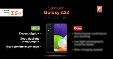Samsung Galaxy A22 test par 91mobiles.com