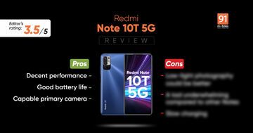 Xiaomi Redmi Note 10T Review: 3 Ratings, Pros and Cons