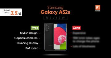 Samsung Galaxy A52s test par 91mobiles.com
