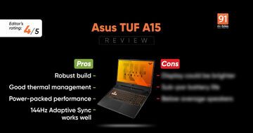 Asus TUF A15 testé par 91mobiles.com Asus TUF A15 testé par 91mobiles.com