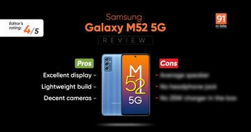 Samsung Galaxy M52 test par 91mobiles.com