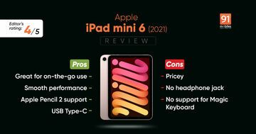 Apple iPad Mini 6 test par 91mobiles.com