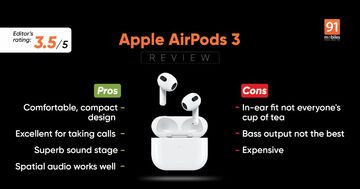 Apple AirPods 3 test par 91mobiles.com