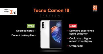 Tecno Camon 18 Review: 1 Ratings, Pros and Cons
