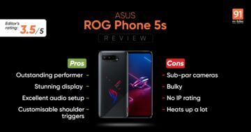 Asus ROG Phone 5s testé par 91mobiles.com Asus ROG Phone 5s testé par 91mobiles.com
