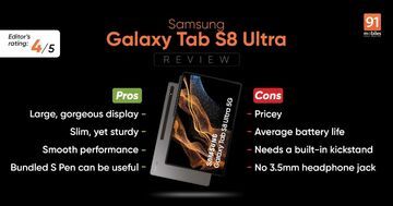 Samsung Galaxy Tab S8 Ultra test par 91mobiles.com