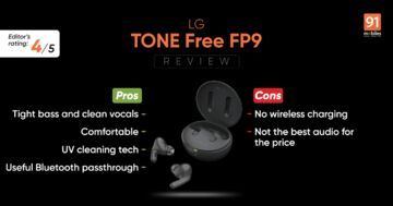 LG Tone Free FP9 reviewed by 91mobiles.com