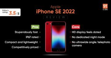 Apple iPhone SE - 2022 reviewed by 91mobiles.com