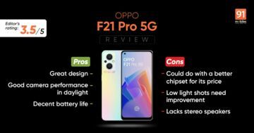 Oppo F21 Pro test par 91mobiles.com