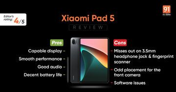Xiaomi Pad 5 reviewed by 91mobiles.com