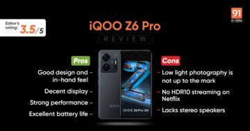 Vivo Iqoo Z6 Pro reviewed by 91mobiles.com