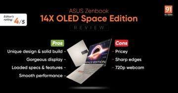 Asus ZenBook 14X test par 91mobiles.com