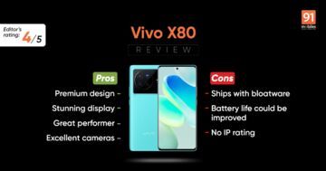 Vivo X80 testé par 91mobiles.com Vivo X80 testé par 91mobiles.com