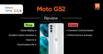 Motorola Moto G52 test par 91mobiles.com