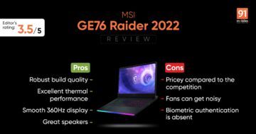 MSI GE76 Raider reviewed by 91mobiles.com