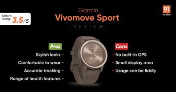 Garmin Vivomove Sport test par 91mobiles.com