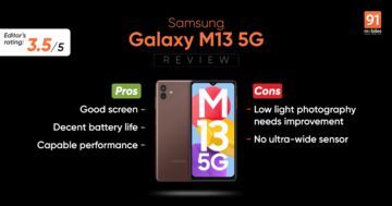 Samsung Galaxy M13 test par 91mobiles.com