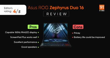 Asus ROG Zephyrus Duo 16 test par 91mobiles.com