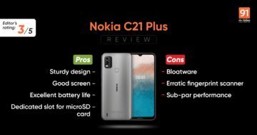 Nokia C21 Plus reviewed by 91mobiles.com
