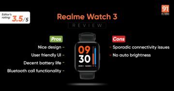 Realme Watch 3 reviewed by 91mobiles.com