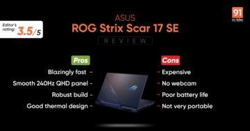 Asus ROG Strix Scar 17 SE testé par 91mobiles.com Asus ROG Strix Scar 17 SE testé par 91mobiles.com