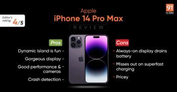 Apple iPhone 14 Pro Max test par 91mobiles.com