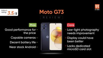 Motorola Moto G73 testé par 91mobiles.com Motorola Moto G73 testé par 91mobiles.com