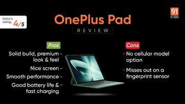 OnePlus Pad reviewed by 91mobiles.com