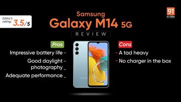 Samsung Galaxy M14 test par 91mobiles.com
