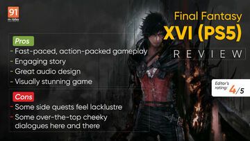 Final Fantasy XVI review by 91mobiles.com Final Fantasy XVI reviewed by 91mobiles.com