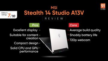 MSI Stealth 14 Studio test par 91mobiles.com