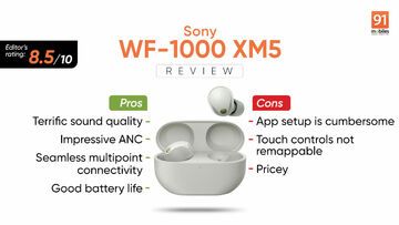 Sony WF-1000XM5 reviewed by 91mobiles.com