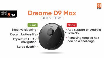 Dreame D9 Max testé par 91mobiles.com Dreame D9 Max testé par 91mobiles.com