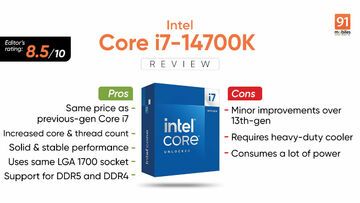 Intel Core i7-14700K testé par 91mobiles.com Intel Core i7-14700K testé par 91mobiles.com