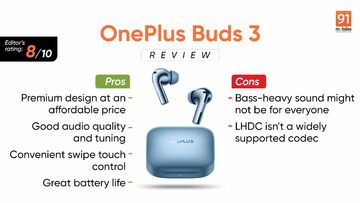 OnePlus Buds 3 reviewed by 91mobiles.com