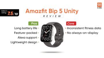 Amazfit Bip 5 Unity test par 91mobiles.com