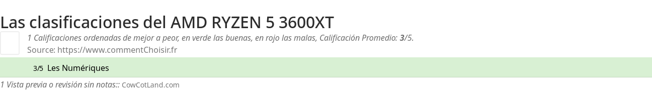 Ratings AMD RYZEN 5 3600XT
