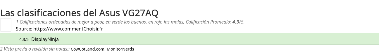 Ratings Asus VG27AQ