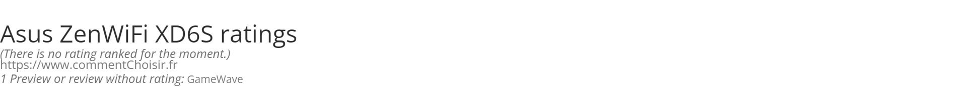 Ratings Asus ZenWiFi XD6S