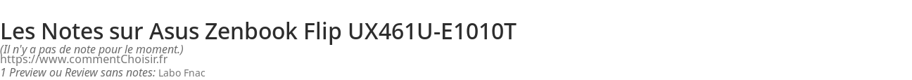 Ratings Asus Zenbook Flip UX461U-E1010T